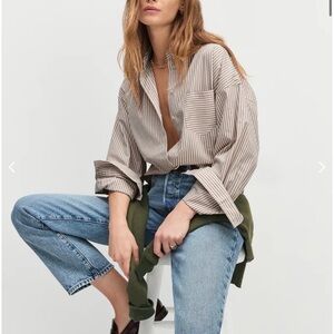 Favorite Daughter Beau Shirt- mocha stripe